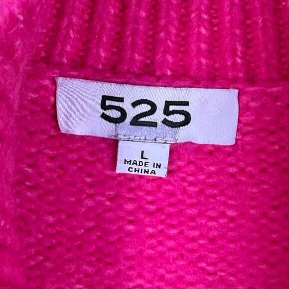 525 America Women's Taylor Chunk Knit Pullover Sweater Large Bright Pink - Picture 3 of 14